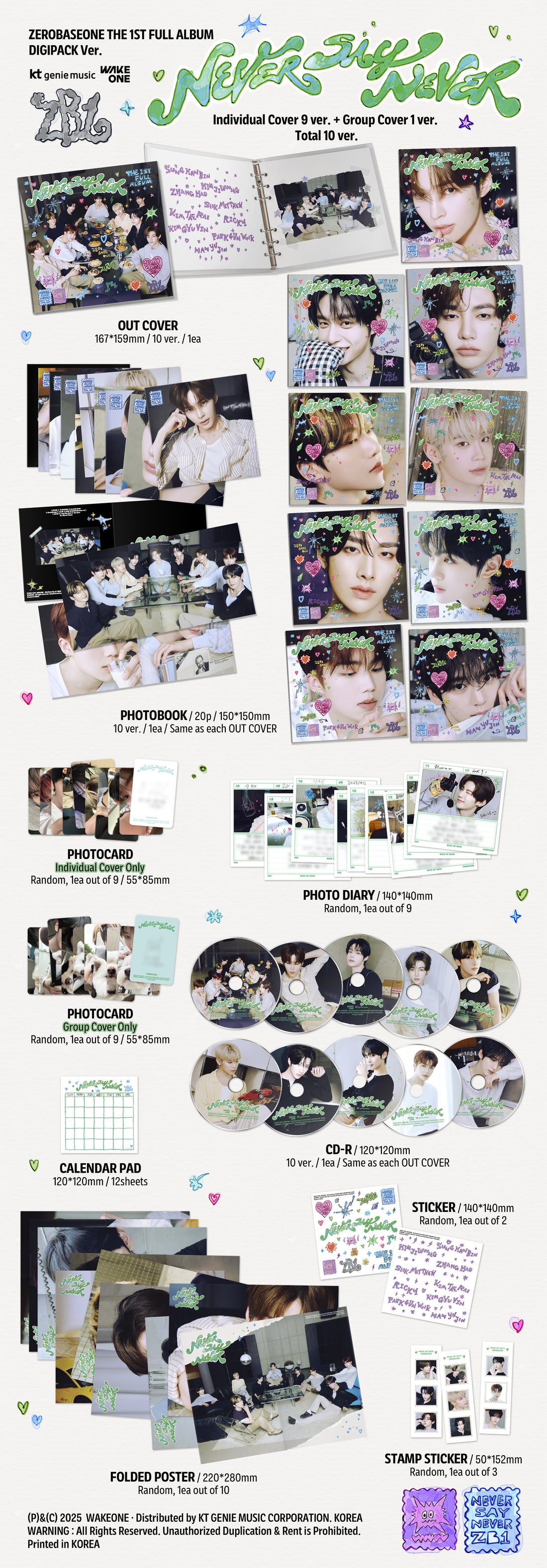 ZEROBASEONE ZB1 1st Full Album NEVER SAY NEVER (Digipack ver.)